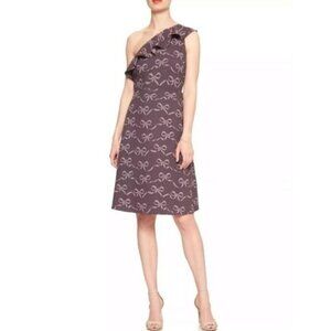 Banana Republic Factory NWT One Shoulder Ruffle Bow Print Fit & Flare Midi Dress